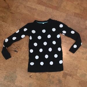 Pink Rose Black and White Polka Dot Sweater; Small